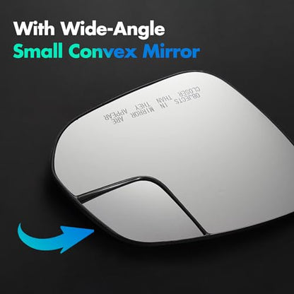 SNEMEEY Compatible with Toyota RAV4 Passenger Side Mirror Glass 2016 2017 2018 - Right Side Replacement View Mirror, Heated Chrome Convex Mirror with Backing Plate and Rear Holder - color: Passenger Side（RH）