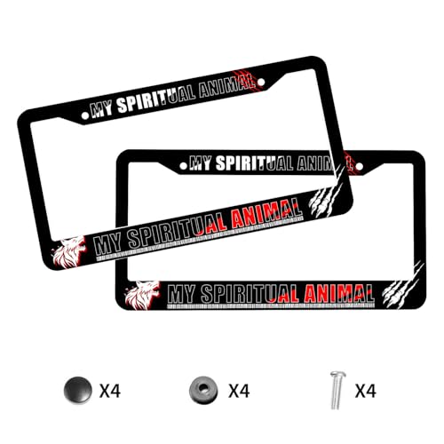 Spiritual Animal License Plate Frame Fierce Wolf Wild Spirit Energy Personalise Stainless Steel Funny Design Compatible with Standard License Plate Holder for USA and Canada 6.3 x 12.2 in - color: Spiritual Animal, size: 6.3 X 12.2 In-1PC