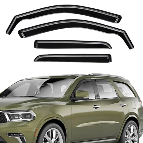 in-Channel Rain Guards Fit for Dodge Durango 2011-2025 Black Extra Durable Shatterproof Side Window Deflectors, Window Visors, Wind Deflectors - 4 PCS - size: Fit for Dodge Durango 2011-2025 in Channel