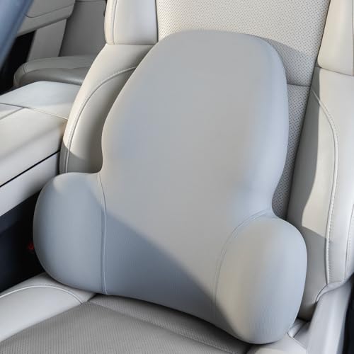 BABUR Lumbar Support Pillow with Fixed Chuck, rgonomic Memory Foam Cushion, Washable Cover, Back Pain Relief & Posture Improvement, Fits Car/Office/Gaming Chairs/Wheelchairs & Home | Gray - color: Gray
