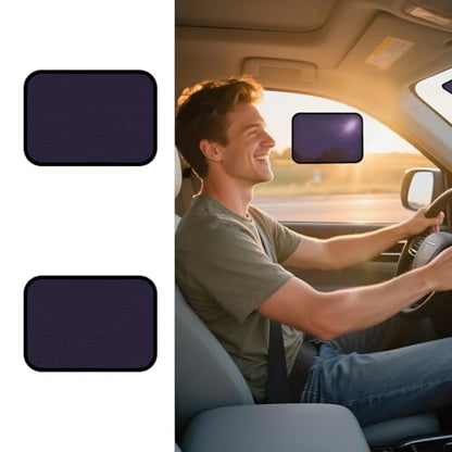 XCBYT Square Car Window Shades for Side & Windshield - 2 Pack Static Cling Driver Side Window Sun Shade, Glare Blocker Car Sun Shade with Durable Mesh & Dark PVC Film, Universal Fit (9.84" x 7.09") - color: 2 Semi-Transparent, size: 9.84" x 7.09"