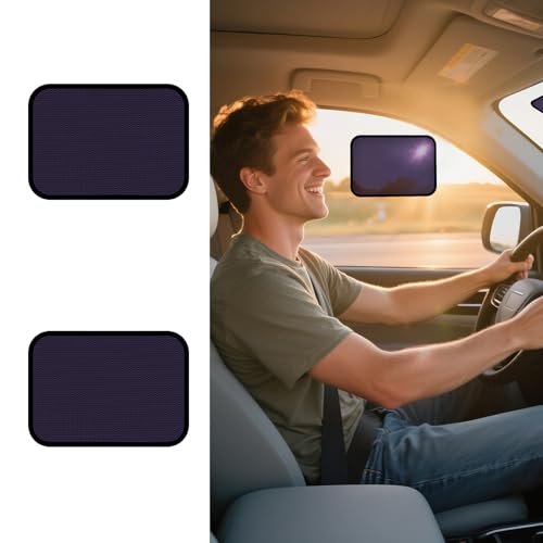 XCBYT Square Car Window Shades for Side & Windshield - 2 Pack Static Cling Driver Side Window Sun Shade, Glare Blocker Car Sun Shade with Durable Mesh & Dark PVC Film, Universal Fit (9.84" x 7.09") - color: 2 Semi-Transparent, size: 9.84" x 7.09"