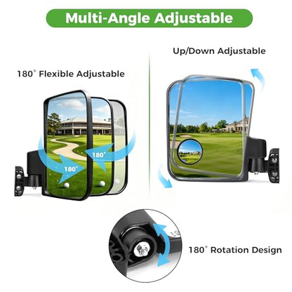 10L0L Golf Cart Mirror No Drilling Side Mirrors with Blind Spot Mirrors Universal for Yamaha, Club Car, EZGO, Folding Side Rear View Mirrors Adjustable 180 Degree HD Glass - style: Side Mirrors & Blind Spot Mirrors