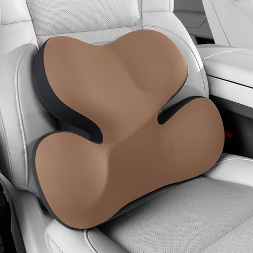 BEBAS Lumbar Support Pillow for Car, Ergonomic Memory Foam Back Cushion for Driving, Lower Back Support for Pain Relief, Lumbar Cushion for Car Seats, Office Chairs, Wheelchairs - Coffee - color: Coffee Brown