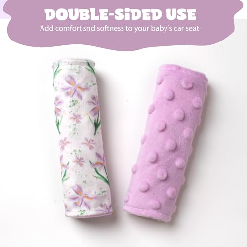 Car Seat Strap Covers for Babies Soft Car Seat Belt Covers, Mink Car Seat Straps Shoulder Pads for Boys and Girls, Purple - color: Purple