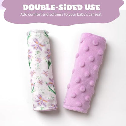 Car Seat Strap Covers for Babies Soft Car Seat Belt Covers, Mink Car Seat Straps Shoulder Pads for Boys and Girls, Purple - color: Purple