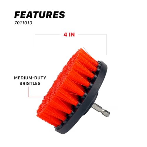 Maxshine 2", 4", & 5" M8 Medium-Duty Upholstery Carpet Brush with Drill Attachment Set – Power Scrubber Attachment for Car Detailing – Removes Grime, Stains & Spots from Fabric, Seats & Carpets - size: Full Set