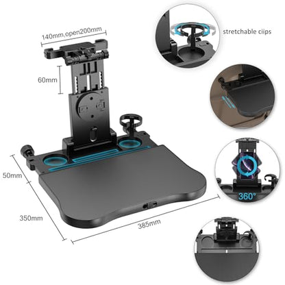 Car Seat Tray Table - Foldable Car Kids Passenger Roadtrip Eating Food Backseat Travel Trays Dinning Working Laptop Desk with Non-Slip Pad/Phone/Tablet Holder - size: 17.7" * 15.2"