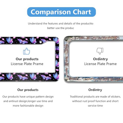 Butterfly Purple License Plate Frames 2pc Butterfly Purple License Plate Frames Butterflys Steering Wheel Cover Steering Wheel Cover Cars Aluminum with Fits Standard Us Ca Vehicles - color: Butterfly Purple