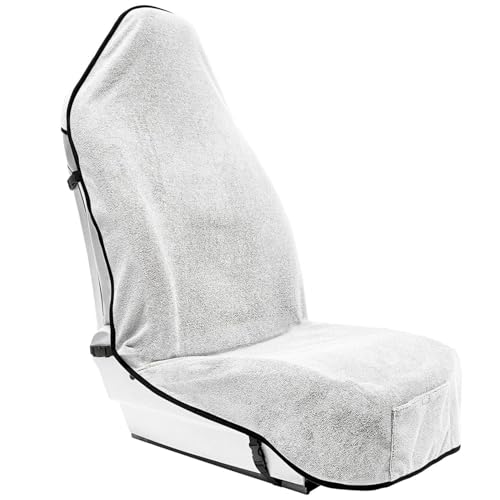 Season Guard Waterproof Towel Seat Cover with Non Slip Grip - Washable Carseat Protector Great for Gym Workout - Universal Terry Cloth Seat Cushion with Pocket Fit for Car SUV Van Truck 1pcs White - color: 1pcs Front White