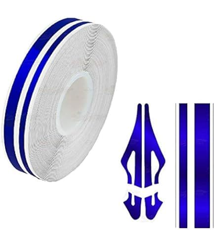 Roll Vinyl Pinstriping Racing Stripes Pinstripe Chrome Line Tape Decal Sticker Auto Pinstripe Tape,Automotive Pinstriping Tape 32ft,Vinyl Pinstripe Tape (Blue Chrome 1/2) - color: Blue Chrome 1/2 Double Line