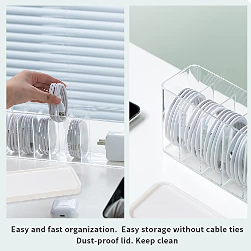 Charger Cable Cord Storage Organizer Box - 1 Pack With Lid - Easy Storage Without Cable Ties - style: Minimalist
