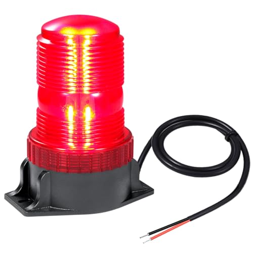 WOWTOU Roof Top Magnetic LED Red Strobe Beacon for Volunteer Firefighter Vehicles Police Cars Fire Trucks Forklift POV, 12V 24V Safety Warning Flasher Emergency Flashing Lights - color: Red