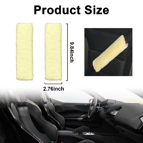 Ziciner 2 Packs Car Seatbelt Covers Shoulder Pad, Universal Soft Faux Sheepskin Shoulder Cover for Comfortable Driving, Fluffy Seat Belt Protector Help to Protect Your Neck and Shoulder (Beige) - color: Beige