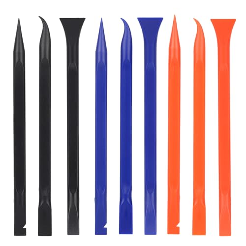 9pcs Car Detailing Pick Set Kit, Anti-Scratch Plastic Scraper Tools, Multi-Functional Non Scratch Cleaning Supplies for Auto Interior Narrow Spaces Kitchen Crevice Gaps Paint (Blue, Black, Orange)