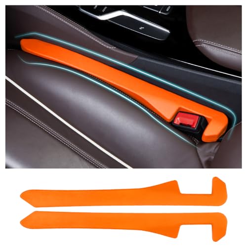 Junecarp Car Seat Gap Filler 2 Pack,Flexible Car Gap Filler Organizer to Stop Items from Dropping,Essential Interior Car Accessories Seat Gap Plug Perfectly Fits Car Gap (Orange) - color: Orange/2pcs