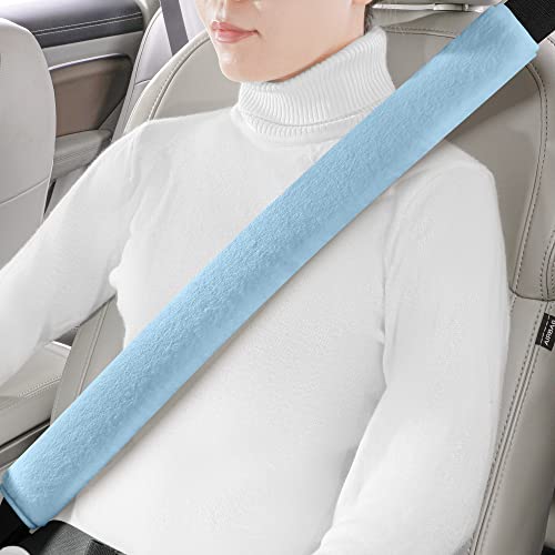 LACDL Extra Long Seatbelt Cover Super Soft Furry for Adults Kids Women & Men, Thick Plush Full Car Seat Belt Strap Cushion, Fluffy Shoulder Pad Protector, Auto Interior Accessories, 1pc, Blue, 29.5in - color: Blue, size: 29.5in - 1pc