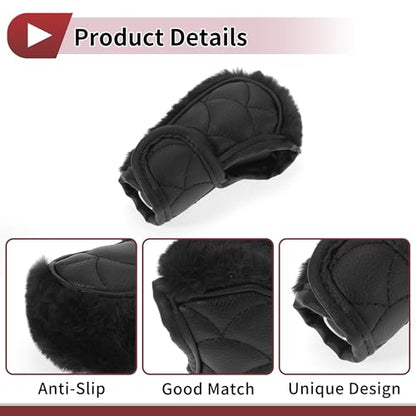 1 Pc Gear Shift Knob Cover Decoration Stick Shifting Handle Protector 12x5cm/4.72"x1.97" Black Faux Leather