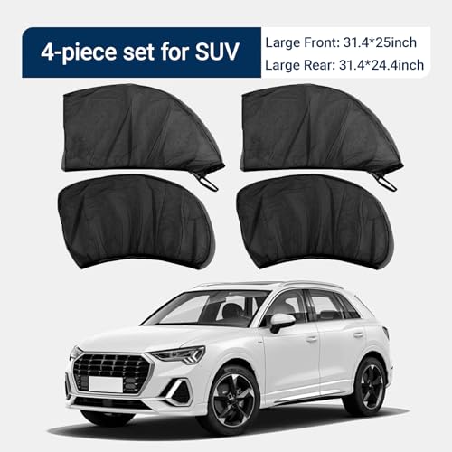 Car Window Sun Shade Cover, 4 PCS Breathable Mesh Car All Side Window Sunshade, Mosquito Net Curtain, Reduce Sun Rays, Sun Glare, Privacy Protection, Cover Full Window Suitable for Most SUV - size: 4 Pcs #Suv Style