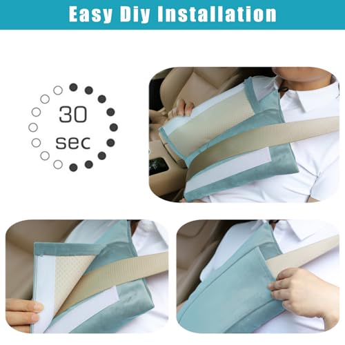 Super Soft Seatbelt Pillow, Seat Belt Pillow for Mastectomy Post-Surgery, Seat Belt Cushion for Heart Surgery Recovery, Hysterectomy Abdominal Incision Recovery Seatbelt (Light Blue, Large) - color: Light Blue