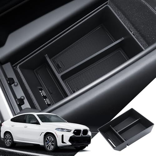 for BMW X5/X6/X7 Center Console Organizer 2020 2021 2022 2023 2024 2025 2026 BMW X5/X6/X7 Accessories Armrest Tray Middle Storage Box Insert Container Durable ABS Plastic - size: for 2020-2026 BMW X5/X6/X7