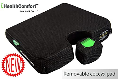 IHEALTHCOMFORT(19.7×17.7inches Extra Large Sciatica Seat Cushion for Office Chair,Oversized Car and Truck Seat Cushion,U-Cut Long Sitting Pain Relief Chair Pad - size: 19.7x17.7