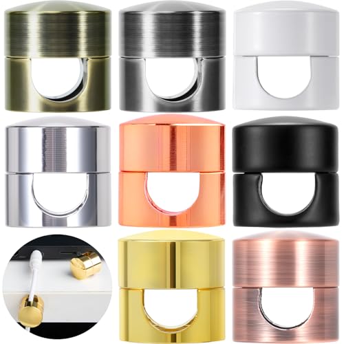 SmallCat 8 Sets Charger Holders for Cords, 8 Colors Adjustable Cable Anchor Holders, Adhesive Metal Cord Clips, Cable Management Wire Organizers for Desk, Office, Nightstand - color: 8 colors, 8 sets