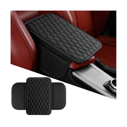 Mandark Car Center Console Cover, Microfiber Leather Vehicle Armrest Protector Cushion with 2 Storage Bags, Auto Interior Arm Rest Seat Box Pad Accessories, Universal for SUV, Sedan, Truck (Black) - color: Black