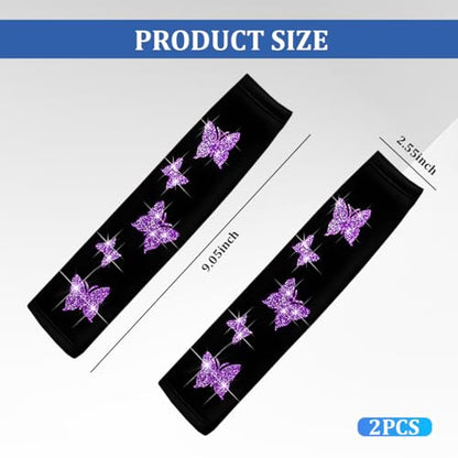Car Seat Belt Covers, 2PCS Butterfly Soft Vehicle Seatbelt Shoulder Strap Pad Cushions, Comfortable Automotive Interir Harness Pad, Universal for SUV Automobile Truck (Purple) - color: Purple