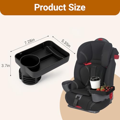 Travel Tray for Kids Car Seat - Silicone Car Seat Cup Tray, Travel Tray for Car Seat with Expandable Base for Fruit, Toys, Books Fits Most Cup Holders