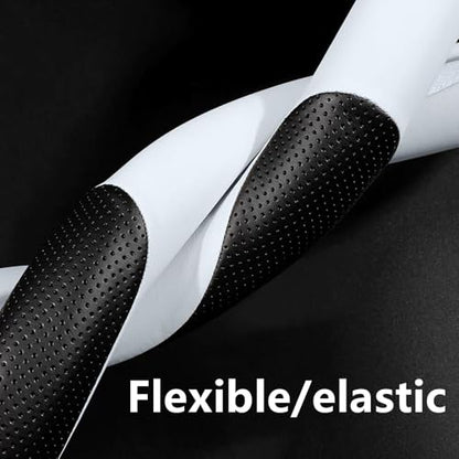 Carodi Leather Car Steering Wheel Cover, Elegant, Fashionable, Comfortable, Non-Slip, Breathable, Universal 15 inch, Black and White - color: black and white