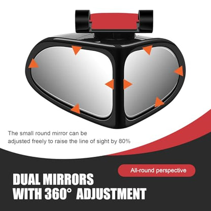 2 PCS Car Blind Spot Mirror, 360 Degree Adjustable Wide Angle Mirror, Double-sided Large Field HD Glass Auxiliary for Free Reversing, Self-adhesive Waterproof Specular Accessories (Black)