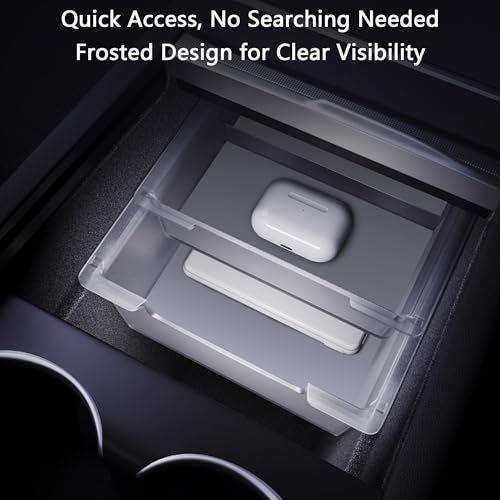 2PC Center Console Organizer Tray for Tesla Model Y Juniper 2025 2026 Flocked Armrest Drawer Storage Box Interior Accessories - size: 2PC Center Console Organizer