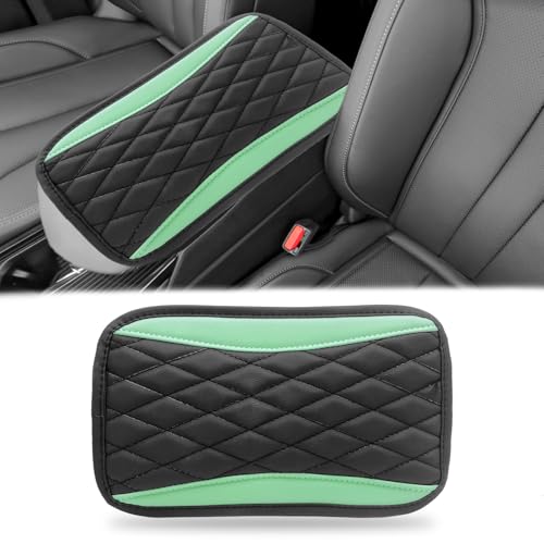 Car Center Console Cover, Universal Leather Waterproof Armrest Seat Box Cover Protector, Comfortable Car Decor Accessories Fit for Most Cars, Vehicles, SUVs-Light green - color: Light Green