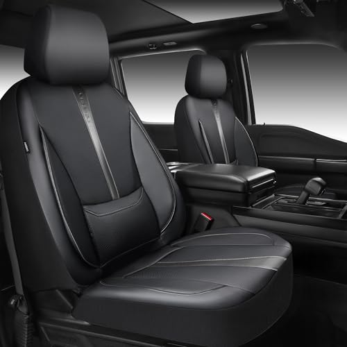 CAR PASS Nappa Leather Seat Covers Front, 3D Foam Support Water Resistant Faux PU Gray Leather Car Seat Covers 2 Pcs, Comfort & Universal Fit for Cars SUV Truck Most Vehicles (Black and Gray) - color: Black and Gray, size: Two Front