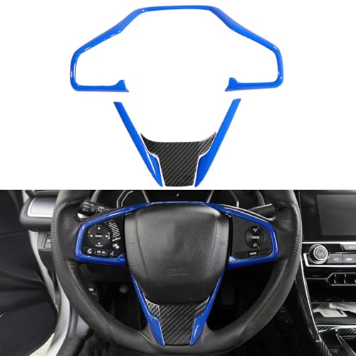 YINGTUU for Honda Civic Accessories 10th Gen 2016-2021 Steering Wheel Trim Interior Decaration Sticker Glossy Blue - color: Steering Wheel-Blue
