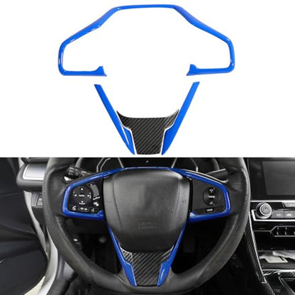 YINGTUU for Honda Civic Accessories 10th Gen 2016-2021 Steering Wheel Trim Interior Decaration Sticker Glossy Blue - color: Steering Wheel-Blue