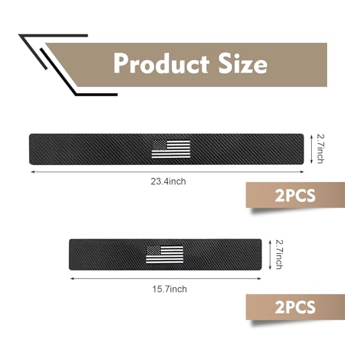 4 PCS Car Door Sill Protector, American Flag Carbon Fiber Decor Car Entry Guard Scratch Pad Film, Self-Adhesive Waterproof Auto Threshold Cover Strips, Universal for Most Cars (Black)