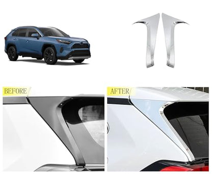 Rear Window C Pillar Side Wing Triangle Cover Trim Compatible with Toyota RAV4 2025 2024 2023 2022-2019 Exterior Car Accessories ABS 2PCS(Glossy Chrome Style) - color: Glossy Chrome Style