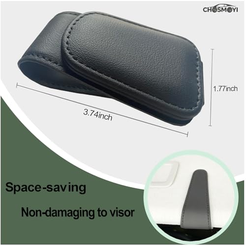 CHOSMOYI Magnetic Leather Sunglass Holder for Car, Sunglasses Clip for Car Visor, Auto Interior Accessories Universal for Different Size Eyeglasses (Black)