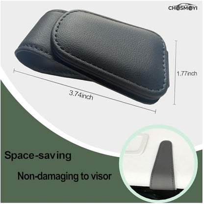 CHOSMOYI Magnetic Leather Sunglass Holder for Car, Sunglasses Clip for Car Visor, Auto Interior Accessories Universal for Different Size Eyeglasses (Black)