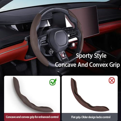 Car Steering Wheel Cover, Nappa Leather, Segmented, Anti-Slip, Odorless, Breathable, for General Motors, 14-15inch (Coffee) - color: Coffee