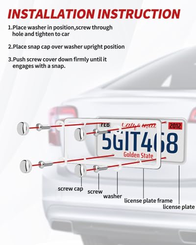 Chrome License Plate Frame Made of Zinc Alloy Metal, Universal Car Accessories,1 Pack License Plate Holder Never Rust and Unbreakable with Metal Screws& Chrome Caps and Screwdriver (2 PCS Silver) - color: 2 PCS Silver