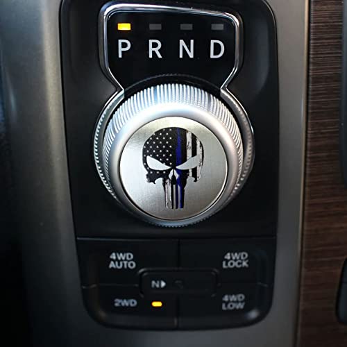 Gear Shift Switch Knob Cover Aluminium Dial Shifter Trim Plate for Dodge Ram 1500/2500, Dodge Durango, Chrysler 300/200/Pacifica & Voyager (American Flag Skull B) - color: American Flag Skull B