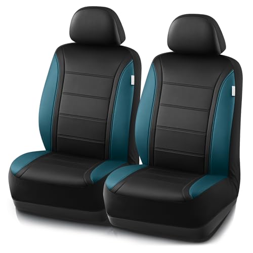 Road Comforts Leather Seat Covers, Breathable Car Seat Covers Front Seat for Men,Airbag Compatible, Automotive Seat Covers Set Universal Fit Most Cars,Vans,Truck,SUV - color: Blue Front
