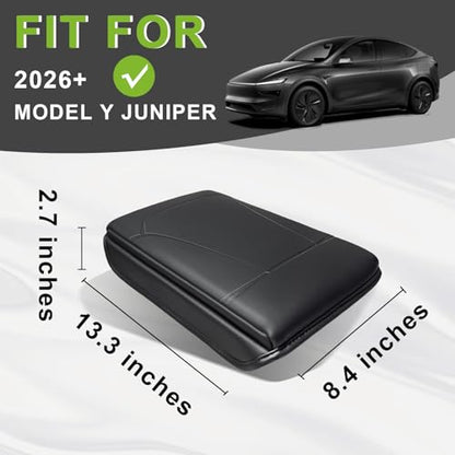BestEvMod Thickened Center Console Armrest Pad Cover Compatible with Tesla Model Y Juniper 2026 2025 Extra Soft Microfiber Vegan Leather Protector Seat Armrest Cover OEM Style (Black) - color: Black-Thickened, size: Juniper