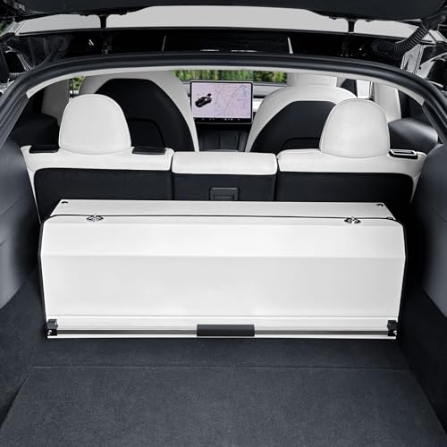 Car Trunk Suv Organizer for 2022-2023 Tesla Model Y (5-Seater), Leather Sturdy Trunk Storage Bin Box, Compartment Foldable Organizer with Lid and Push-pull Handle, White - color: White, size: 37" X 11.4" X 12.2"