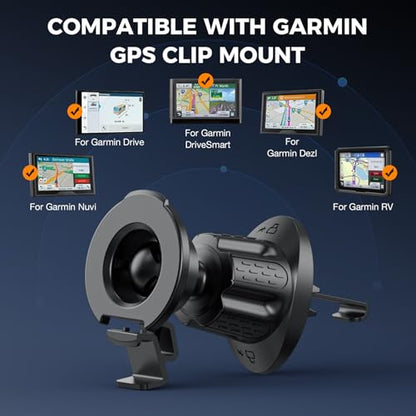 Vent Clip Mount for Garmin GPS – Air Vent Holder Compatible with Garmin Drive, DriveSmart, Nuvi, Dezl, Zumo Series – 360° Adjustable, Secure & Easy to Install - style: New Version (1 Pack)