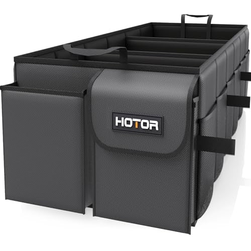 HOTOR Trunk Organizer for Car - Car Organizer, Foldable Trunk organizer for SUVs & Sedans, Sturdy Organization for Car Accessories, Tools, Sundries, Black, 3 Compartments, 35.4"×14.2"×10.6" - color: Black, size: XX-Large (3 Compartments)