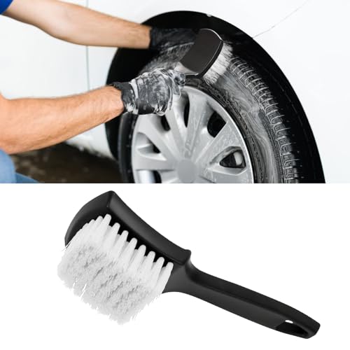 Carpet Cleaning Brush, Car Cleaning Brush, Tire Brush Wheel Cleaner, Universal Soft Bristle Car Wash Brush Short Handle Tire Cleaner Car Accessories for Car Interior Exterior and Home - color: White